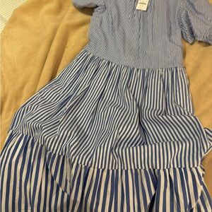 J Crew Blue and White Striped Women’s Midi Dress
